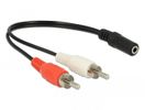 DELOCK Audiokabel 2x Cinchst. > 1x 3,5mm 3Pin Klinkenbu 20cm