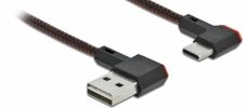 DELOCK USB-A 2.0  Stecker < USB-C Stecker gewinkelt 0,2m SW