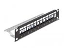 DELOCK 10" Keystone Patchpanel 12 Port Entl.schiene 1HE schw