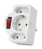Entac Steckdosenadapter 2x Euro 1x Schukon Schalter weiß