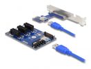 DELOCK Riser Karte PCI Express x1 zu 3 x PCIe x1 USB Kabel