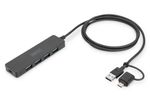 DIGITUS USB 3.0 Hub 4-Port Slim, USB-C Adapter 1,2m Kabel