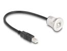 DELOCK USB2.0 Typ-B Einbaubuchse mit Kabelp. St. Alu.30cm