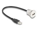 DELOCK USB2.0 Typ-A Einbaubuchse mit Kabelp. St. Alu.30cm