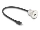 DELOCK USB2.0 Micro-B Einbaubuchse mit Kabelp. St. Alu. 30cm