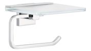 tesa Deluxxe Toilettenrollenhalter mit Ablage silber