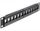 DELOCK Patchpanel 1HE 12 Keystone Ports schwarz