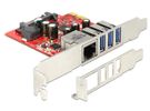 PCI Expr Card Delock 3x USB3.0 ext + 1x RJ45 LowProfile