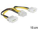 DELOCK Stromkabel 8pin EPS -> 2x 4pin Molex Bu/St 0.15m