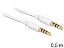 DELOCK Klinkekabel 3,5mm -> 3,5mm St/St 0.50m 4Pin weiß
