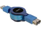 DELOCK USB3.0 Verl. A -> A St/Bu 1.00m blau Aufrollfu