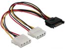 DELOCK Stromkabel SATA 15Pin -> 2x Molex 4Pin St/Bu 0.20m