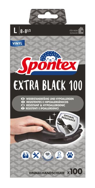 Spontex Einmalhandschuhe Extra Black 100 aus Vinyl Gr. L