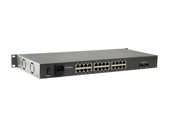 LevelOne PoE+Switch 24xFE PoE/2xSFP 380W 19" unmanaged Metal