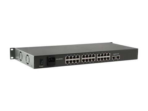 LevelOne PoE+Switch 24xFE PoE/2xGE  150W 19"unmanaged Metall