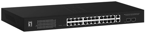 LevelOne PoE Switch 24xGE PoE/2xSFP      375W 19"   WebSmart