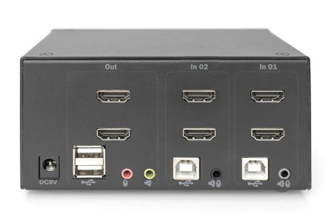 DIGITUS KVM Switch, 2-Port, Dual-Display. 4K, HDMI