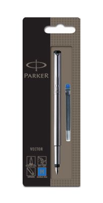 PARKER Füller VECTOR Edelstahl                       M Blau Blister