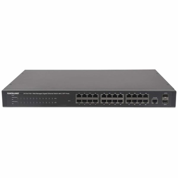 INTELLINET Switch 24x GE Web-Managed SNMP 2xMini Gbic PoE+ - Bild 4