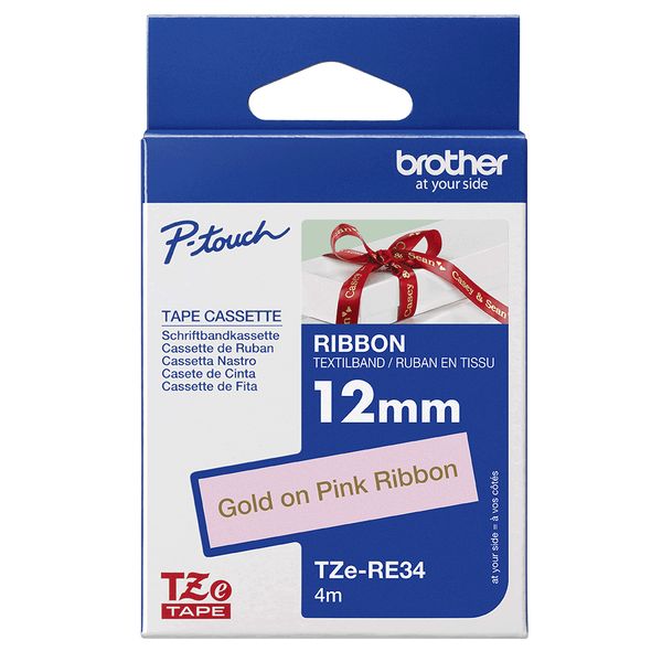 Schriftbandkassette Brother 12mmx4m rosa/gold n. klebend - Bild 6