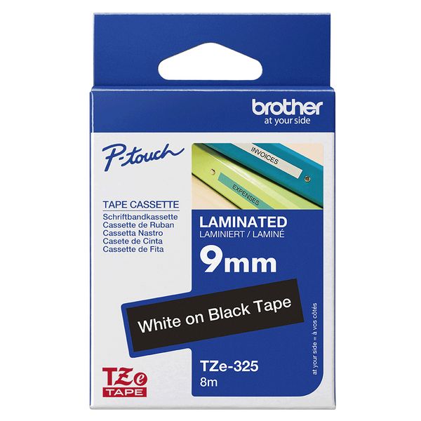 Schriftbandkassette Brother 9mm weiß/schwarz TZE325 - Bild 4