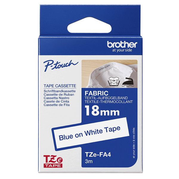 Textilband Brother 18mmx3m weiß/blau (Aufbügelband) TZEFA4 - Bild 4