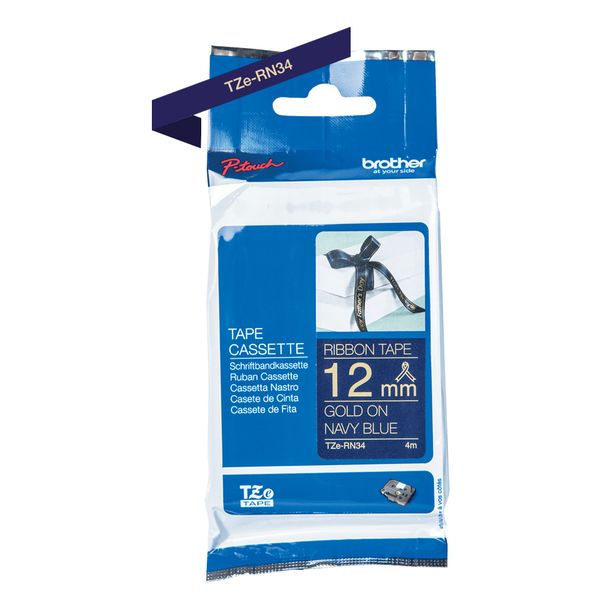 Schriftbandkassette Brother 12mmx4m blau/gold n. klebend - Bild 7