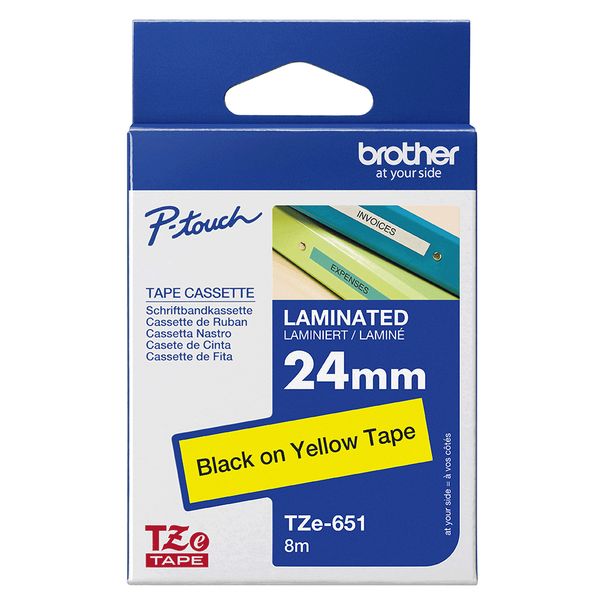 Schriftbandkassette Brother 24mm gelb/schwarz TZE651 - Bild 4