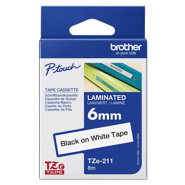 Schriftbandkassette Brother 6mm weiß/schwarz TZE211 - Bild 4