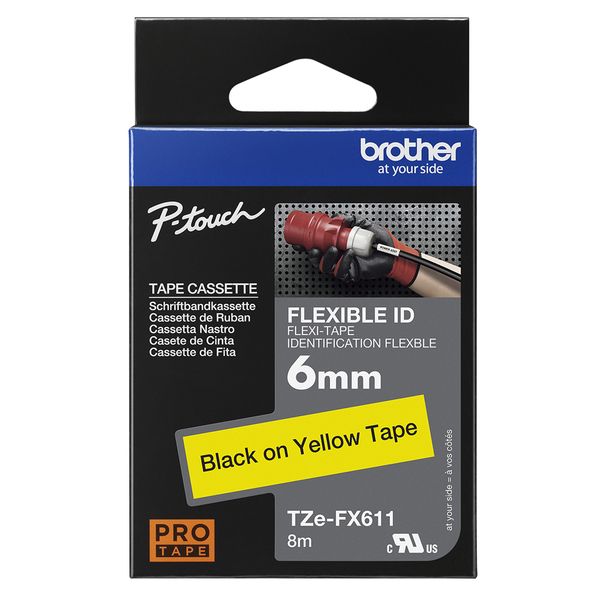 Schriftbandkassette Brother 6mm gelb/schwarz TZEFX611 - Bild 4