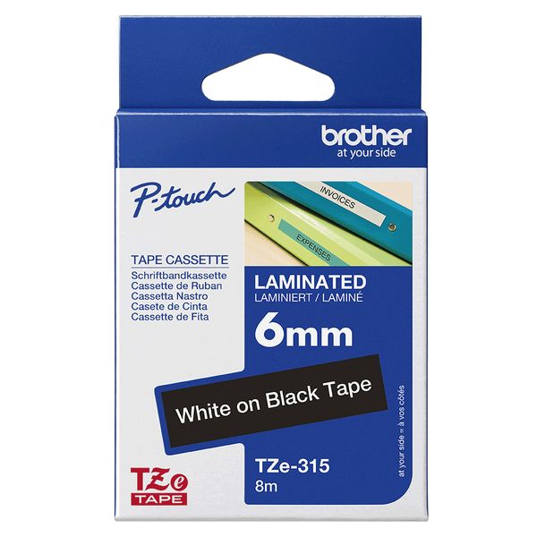 Schriftbandkassette Brother 6mm schwarz/weiß TZE315 - Bild 3