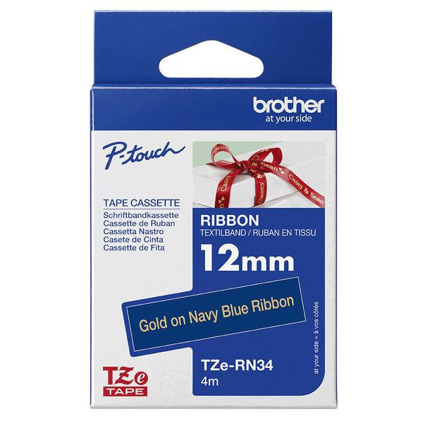 Schriftbandkassette Brother 12mmx4m blau/gold n. klebend - Bild 9