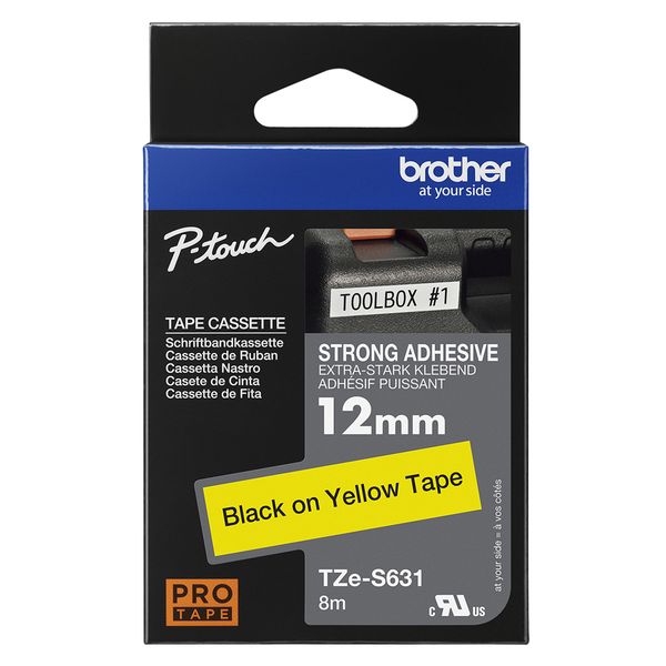 Schriftbandkassette Brother 12mm gelb/schwarz TZe-S631 - Bild 3