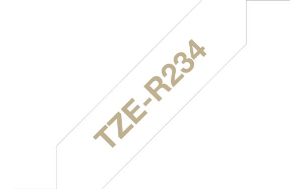 Schriftbandkassette Brother 12mmx4m weiß/gold n. klebend