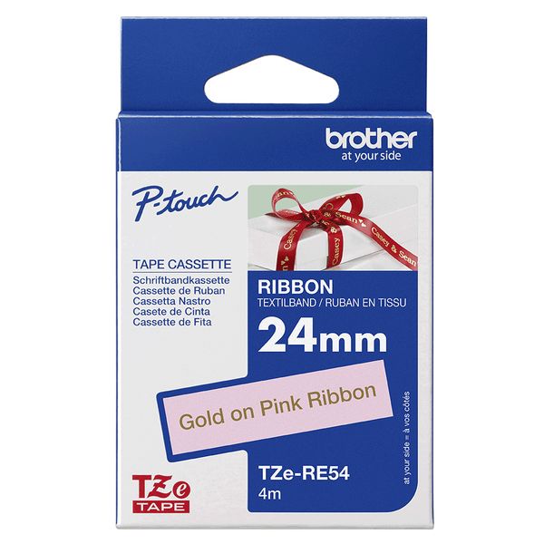 Schriftbandkassette Brother 24mmx4m rosa/gold Textilband - Bild 4