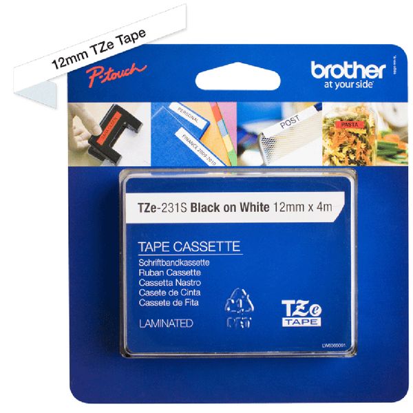 Schriftband Brother 12mmx4m weiß/schwarz TZe-231S - Bild 3