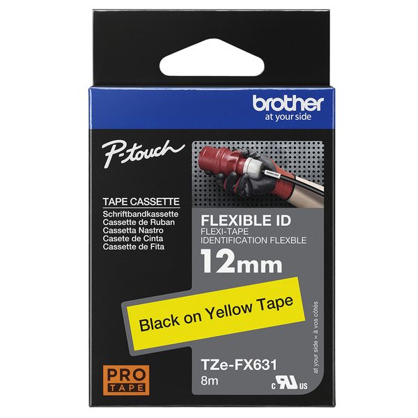 Schriftbandkassette Brother 12mm gelb/schwarz TZEFX631 - Bild 3