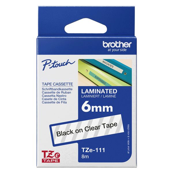 Schriftbandkassette Brother 6mm farblos/schwarz TZE111 - Bild 4
