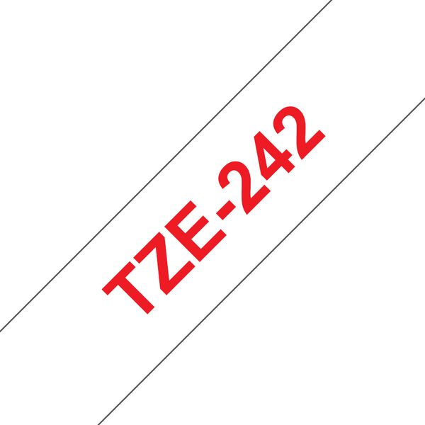 Schriftbandkassette Brother 18mm weiß/rot TZE242