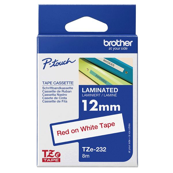 Schriftbandkassette Brother 12mm weiß/rot TZE232 - Bild 4