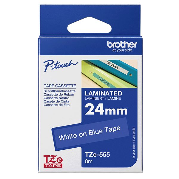 Schriftbandkassette Brother 24mm blau/weiß TZE555 - Bild 4