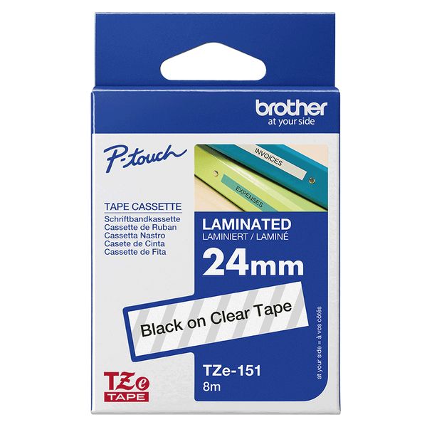 Schriftbandkassette Brother 24mm farblos/schwarz TZE151 - Bild 4