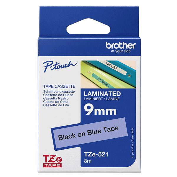 Schriftbandkassette Brother 9mm blau/schwarz TZE521 - Bild 5