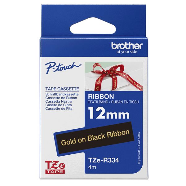 Textilband Brother 12mmx4m schwarz/gold TZER334 - Bild 5