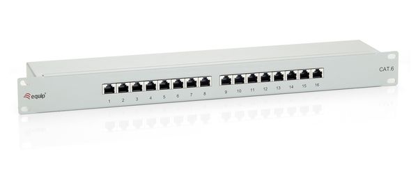 Equip 19" Patchpanel 16xRJ45 Cat6 FTP 1U 250MHz RAL7035