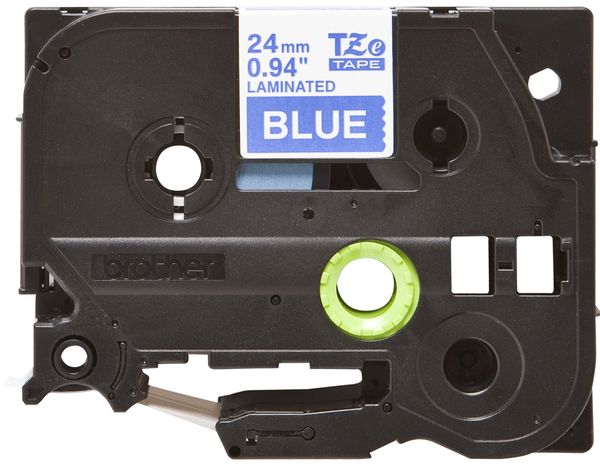Schriftbandkassette Brother 24mm blau/weiß TZE555