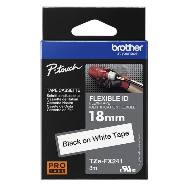 Schriftbandkassette Brother 18mm weiß/schwarz TZe-FX241 - Bild 2