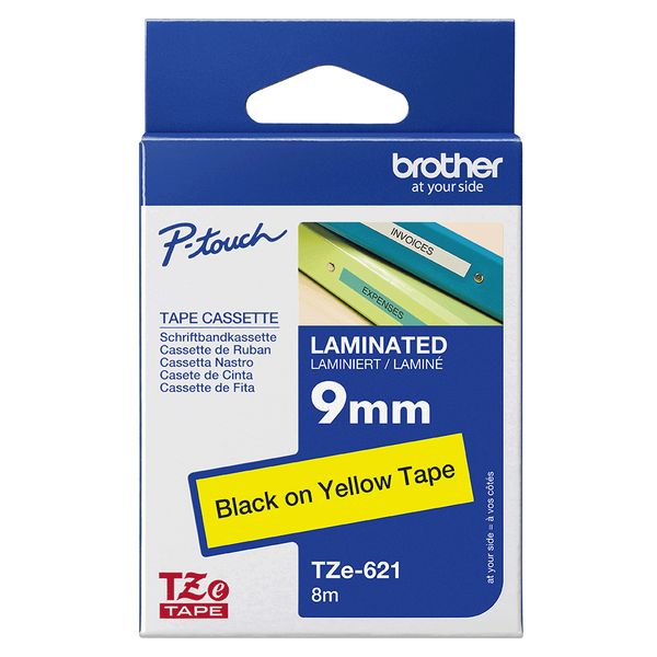 Schriftbandkassette Brother 9mm gelb/schwarz TZE621 - Bild 4