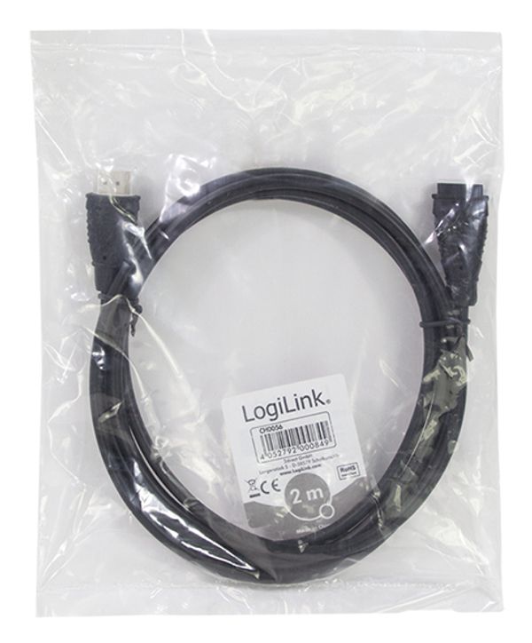 Logilink HDMI-Kabel Ethernet A -> A St/Bu 2.00m Gold Verl.