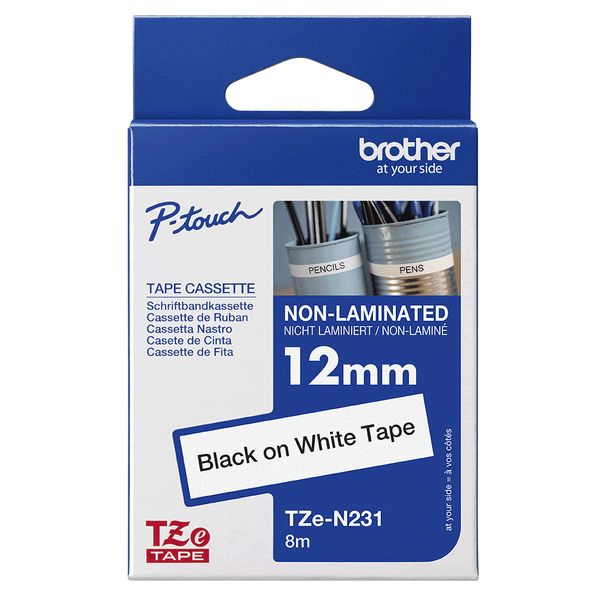 Schriftbandkassette Brother 12mm weiß/schwarz TZEN231 - Bild 2